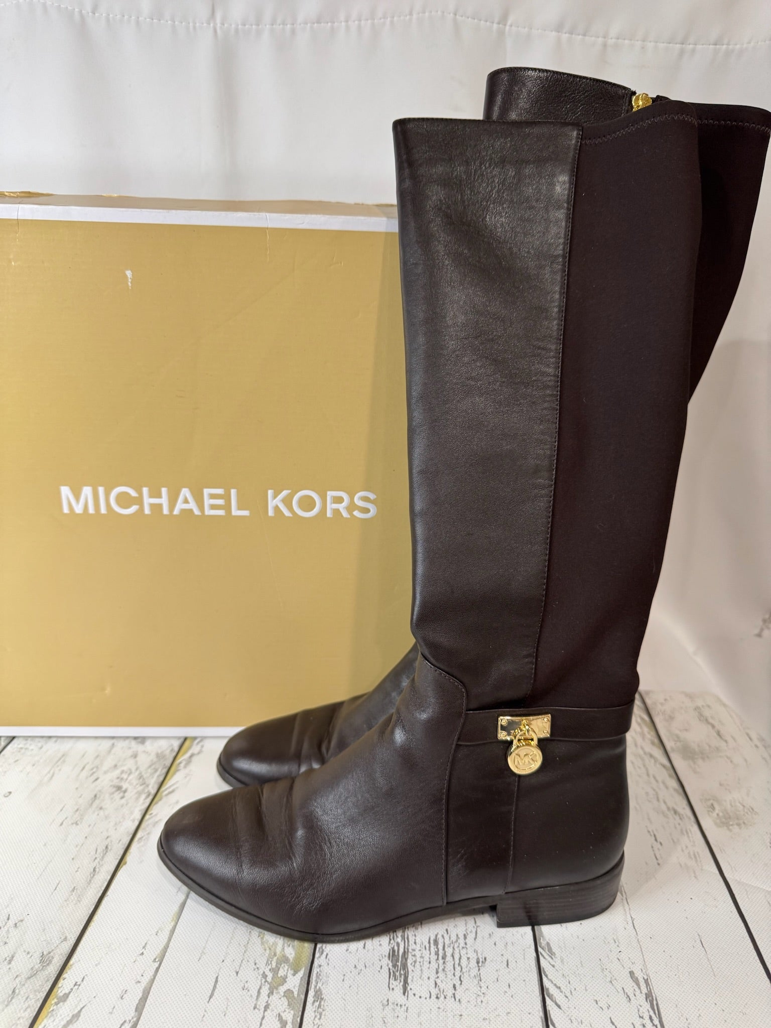Michael Kors Hamilton Dark Brown Boots- Size 9