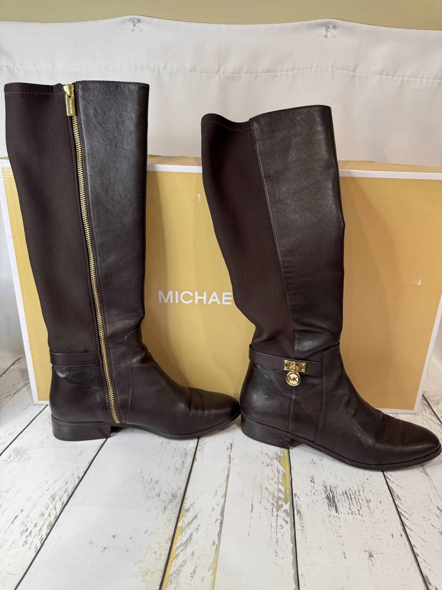 Michael Kors Hamilton Dark Brown Boots- Size 9