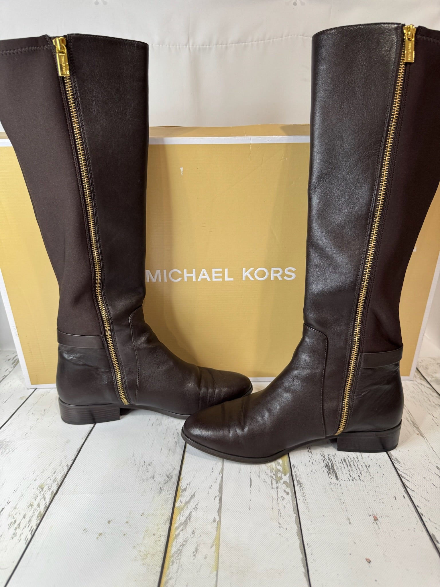 Michael Kors Hamilton Dark Brown Boots- Size 9
