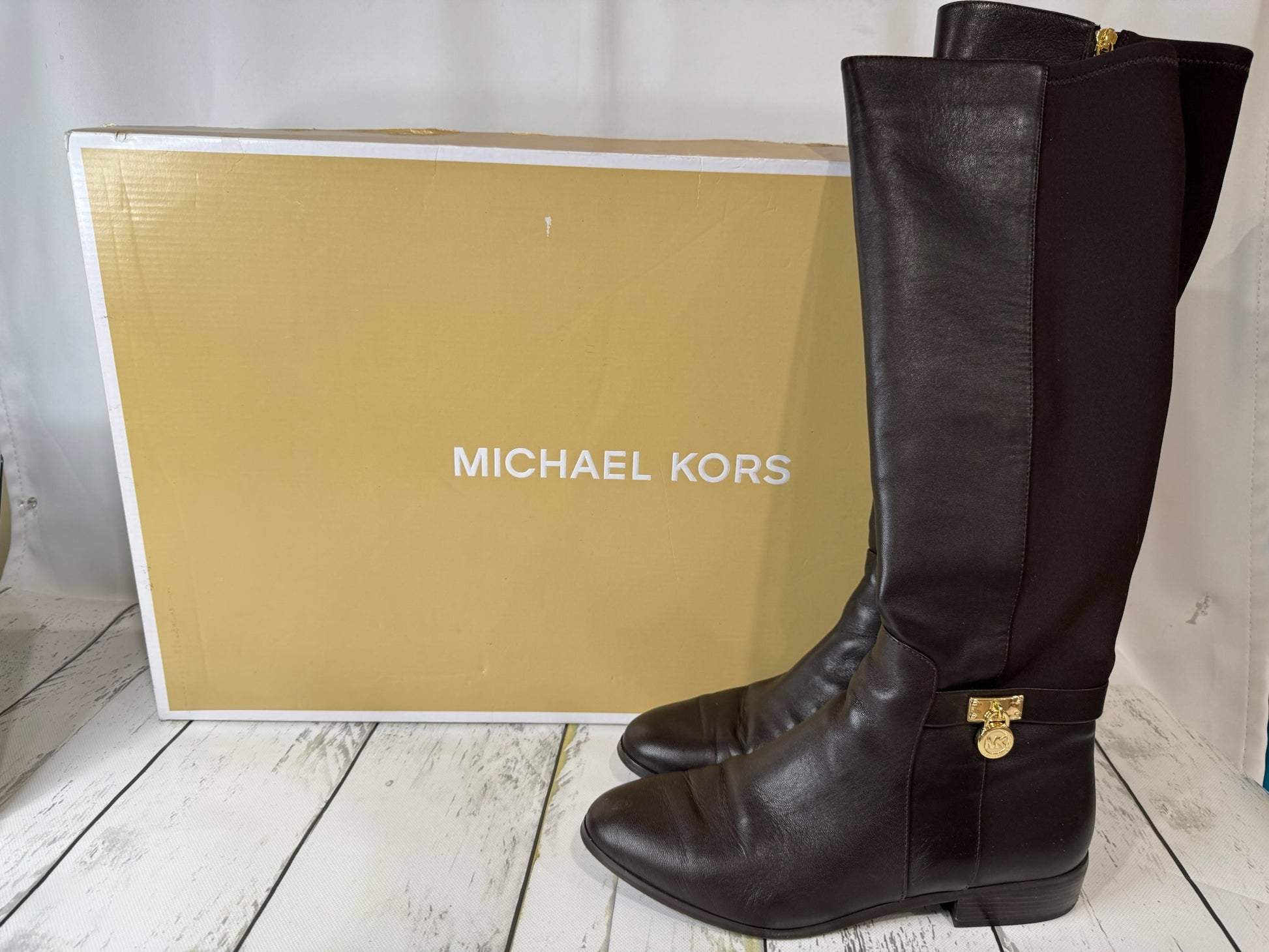 Michael Kors Hamilton Dark Brown Boots- Size 9