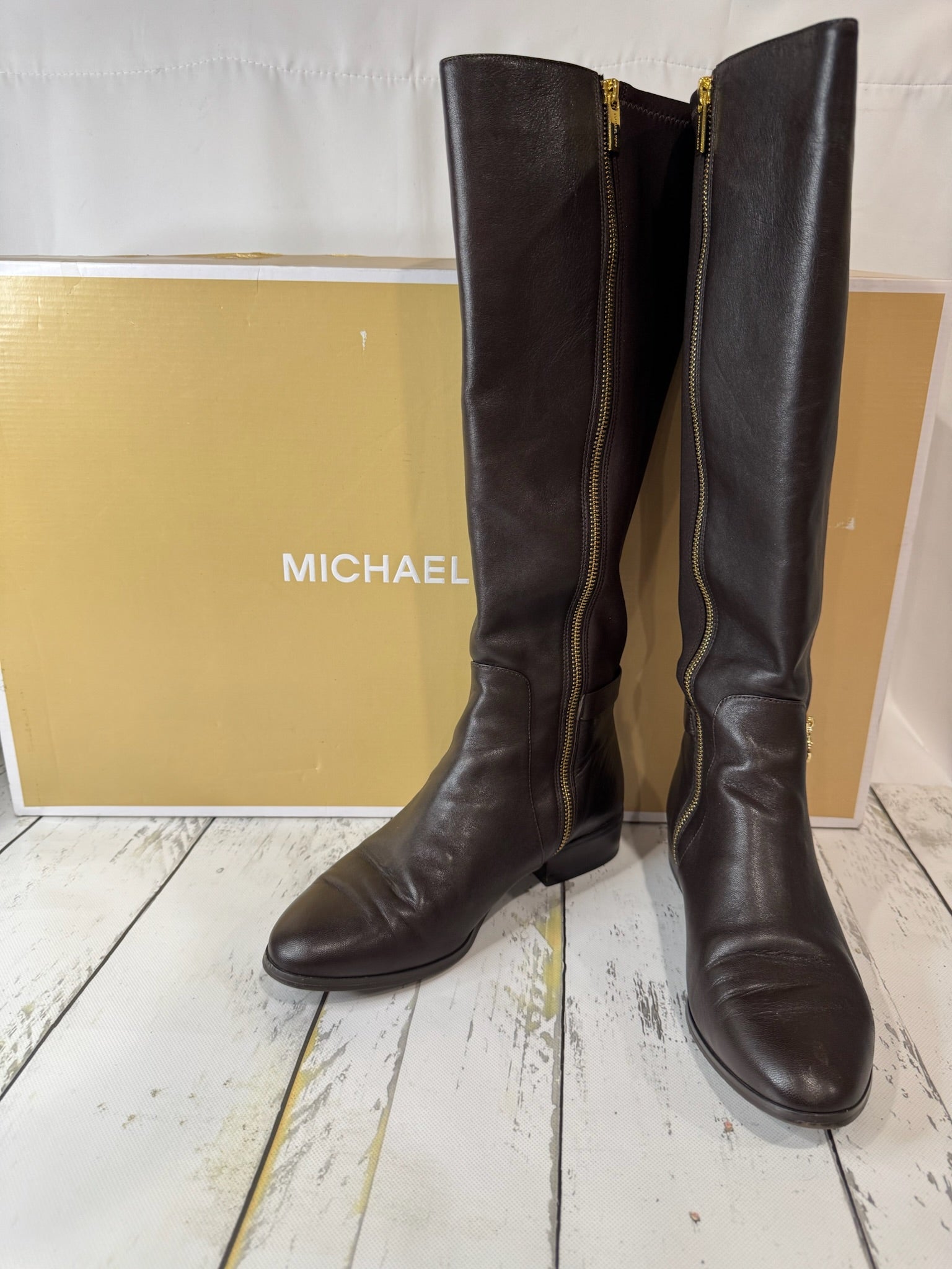 Michael Kors Hamilton Dark Brown Boots- Size 9
