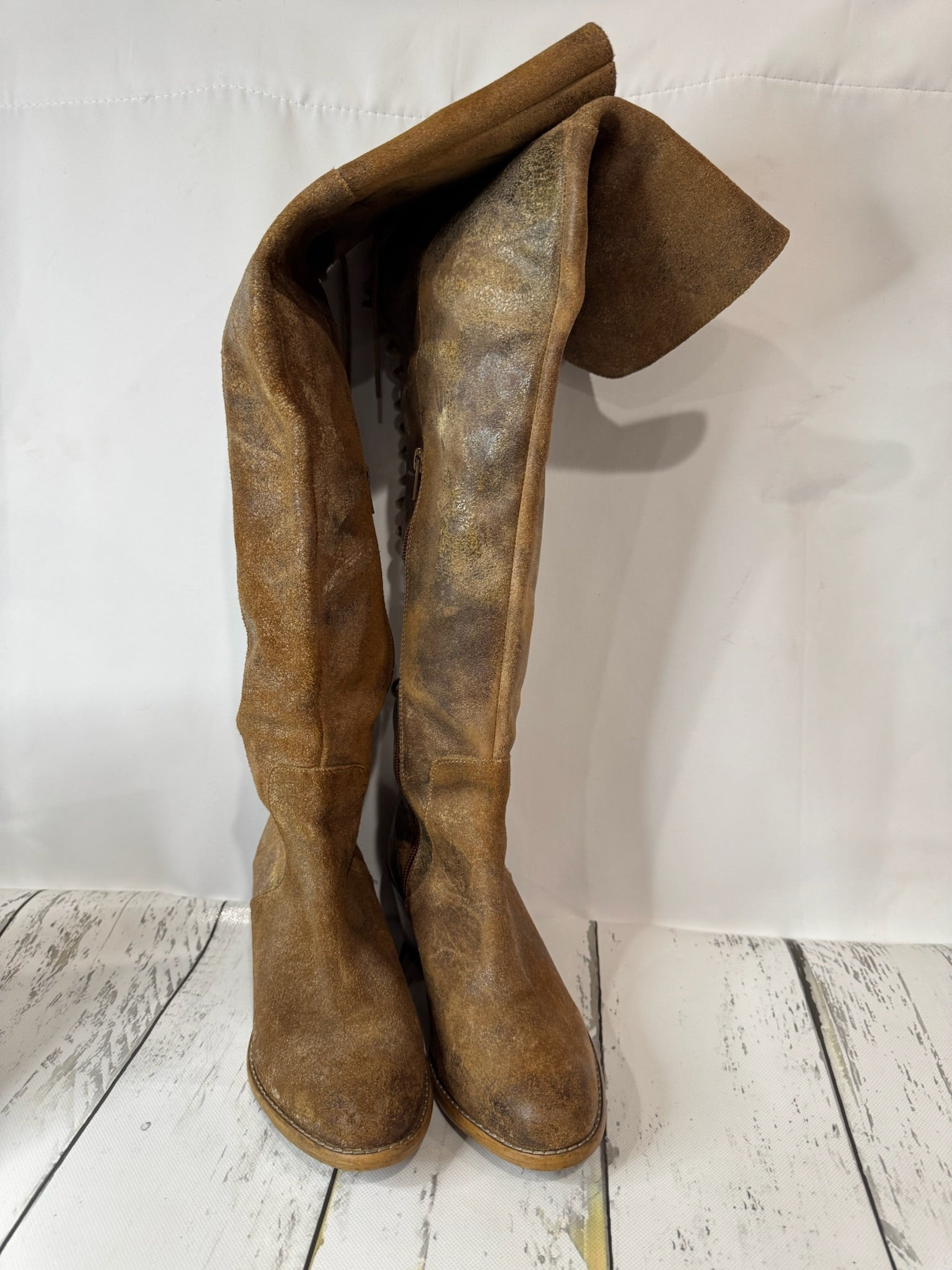 Diba over the knee lace up leather boots- Made in India- Size 6